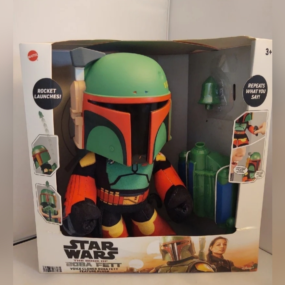 Star Wars The book of Boba Fett Voice Cloner Boba Fett Feature Plush NWT